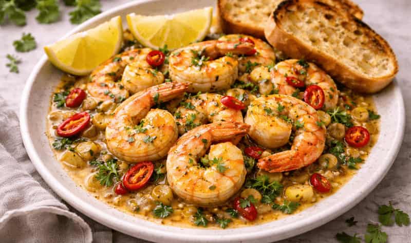 Jamie Oliver Prawns with Garlic and Chilli