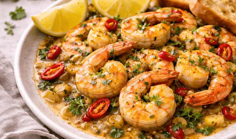 Jamie Oliver Prawns with Garlic and Chilli